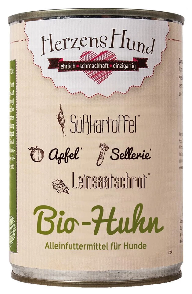 Herzenshund Bio Huhn mit Bio Süßkartoffel | 12x400g - Bild 1 von 1