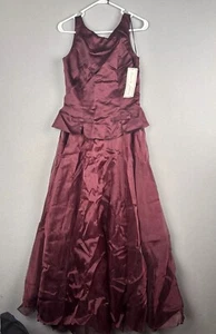 Vintage Dave & Johnny Inspired Party Prom Ballgown 9/10 Wine Organza Dress USA - Picture 1 of 19