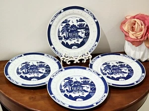 RARE! Blue Willow set of 4 DINNER PLATES by Jingdezhen Zhi - Picture 1 of 24