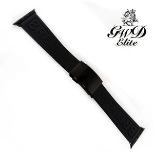 Breitling Cinturino Gomma Nero Fibbia Nera per Apple Watch Ultra 2 49mm 45mm 44mm - Foto 1 di 10