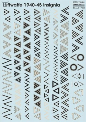 Print Scale 72-486 1/72 Decal for Luftwaffe 1940-45 insignia. Winkel - Image 1 of 2