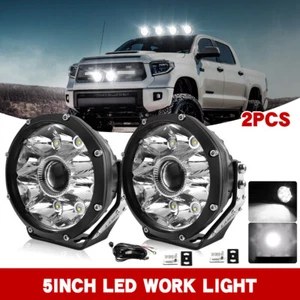 Pair 5" LED Work Lights Super Bright Offroad Driving Auxiliary Pods +2leads Wire - Picture 1 of 16
