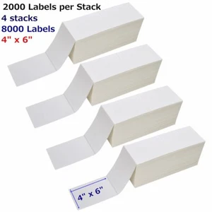 8000 Fanfold 4" x 6" Direct Thermal Shipping Mailing Label - for Zebra 2844 - Picture 1 of 8