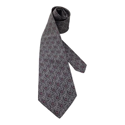Gravata de seda GIANNI VERSACE vintage cinza geométrica luxo feita na Itália com: 3,5" nova sem etiquetas - Imagem 1 de 4