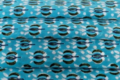 Индийский хлопок вуаль ткань ручной блок цветочный принт швейный материал для рукоделия 5 ярдов - Изображение 1 из 4