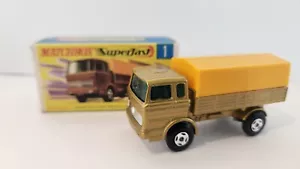Matchbox Lesney Superfast 1 Mercedes Truck w Original Box Gold & Yellow Canopy - Picture 1 of 4