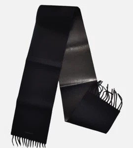 NEW BOTTEGA VENETA Black 100% CASHMERE CALF LEATHER DOUBLE-SIDED Long Scarf - Picture 1 of 10