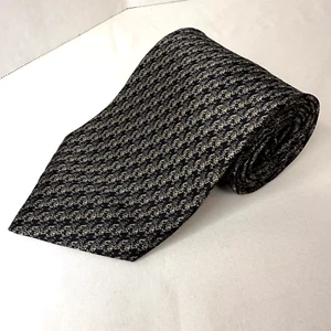Axis All Silk Men's Necktie Made in USA Black Gray Green Geometric Pattern - Picture 1 of 9