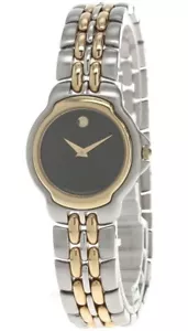 Reloj para mujer MOVADO 28MM esfera negra dos tonos 81-A1-827.2 BATERÍA NUEVA - Imagen 1 de 12