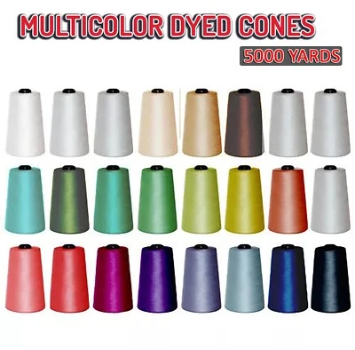 MIA WE DRESS YOUR HOME Overlocking Thread Polyester Industrial Sewing Machine 5000 Yard 4572 M Cones UK