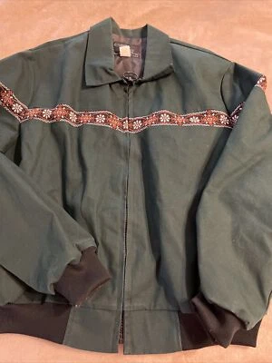 San Dee Western Wear винтажный работы езды пальто классический зеленый вышивка - Изображение 1 из 4