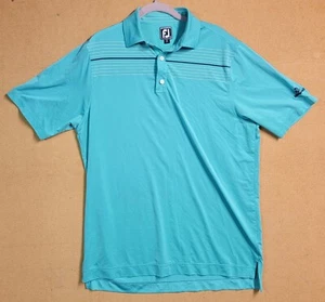 FootJoy Mens Short Sleeve Polo Shirt Large Green White Black Stripes - Picture 1 of 5