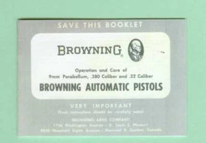 Browning Model Automatic Pistols Owners Manual Reproduction - Picture 1 of 1