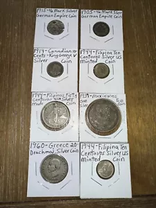(Lot Of 8) World Foreign Silver Coins 1905-1960 - Picture 1 of 2