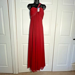 Xscape Kleid Damen 10 rot Perlen Empire-Taille Fairycore Abschlussball griechisches Kleid fließend - Bild 1 von 10