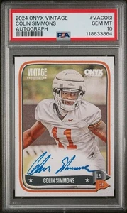 2024 Onyx Vintage Colin Simmons Texas Rookie Auto PSA 10 - Picture 1 of 2