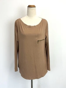 Mela Purdie Top Womens 16 Warm Brown Zipper Pocket Long Sleeve Formal Occasion - Picture 1 of 11