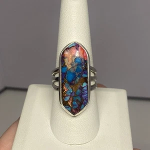 Sterling Silver and Turquoise Ring Size 9, 7.9 Grams, Rainbow Turquoise, YS - Picture 1 of 9