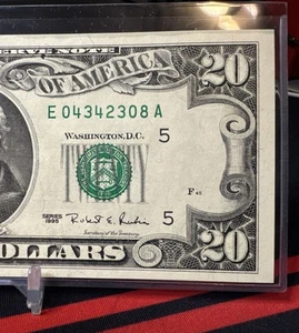 $20 1995 1 FEDERAL RESERVE NOTE E-A BLOCK (w) ( RICHMOND “E” ) UNC - Picture 1 of 8