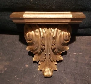 Vintage Small Gold Shelf Wall Sconce Corbel Hollywood Regency Miniature Display - Picture 1 of 20