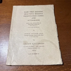 1936 Union Gallery New York City Rare Book Auction Antique Priced Catalogue - Bild 1 von 8