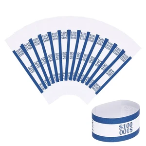 100 piezas banda de dinero 100 dólares envoltura de billetes autoadhesiva banda de billetes azul - Imagen 1 de 7