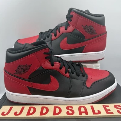 Nike Air Jordan 1 Mid Banned Bred Negro Rojo 554724-074 Para hombres Talla 13 Nuevo en caja Foto 1 de 4