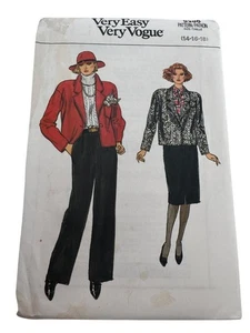Vogue Sewing Pattern 9386 Misses Jacket Skirt Pants 1980s Fashion 14 16 18 Uncut - Picture 1 of 12