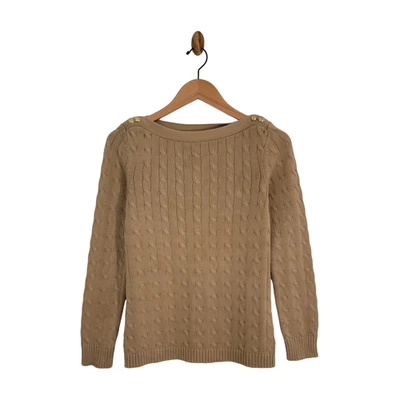 Suéter de hombro Lauren Ralph Lauren para mujer tejido con botones talla M Foto 1 de 4