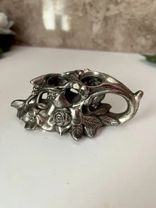 Vintage Lipstick Candle Caddy Shaker Holder Rose Flower Cast Metal Ornate Japan - Picture 1 of 8