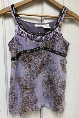 Y2K Mary Kate & Ashley Purple Floral Paisley Baby Doll Tank Top Size XL 14/16 - Image 1 of 4