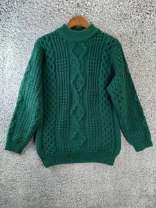 Vintage 80er Charter Club Pullover Herren M grün 100% Wolle Zopfmuster Fischer - Bild 1 von 9