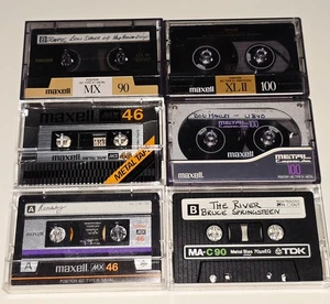 MAXELL 5 METAL TAPE CASSETTE LOT MX 46 MIN METAXIAL RECORDING TDK MA C90 BLANK - Foto 1 di 22