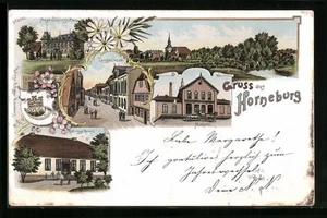 Lithographie Horneburg, Langestraße, Rittergut Renzel, Mayor von Düring´s Haus - Picture 1 of 2