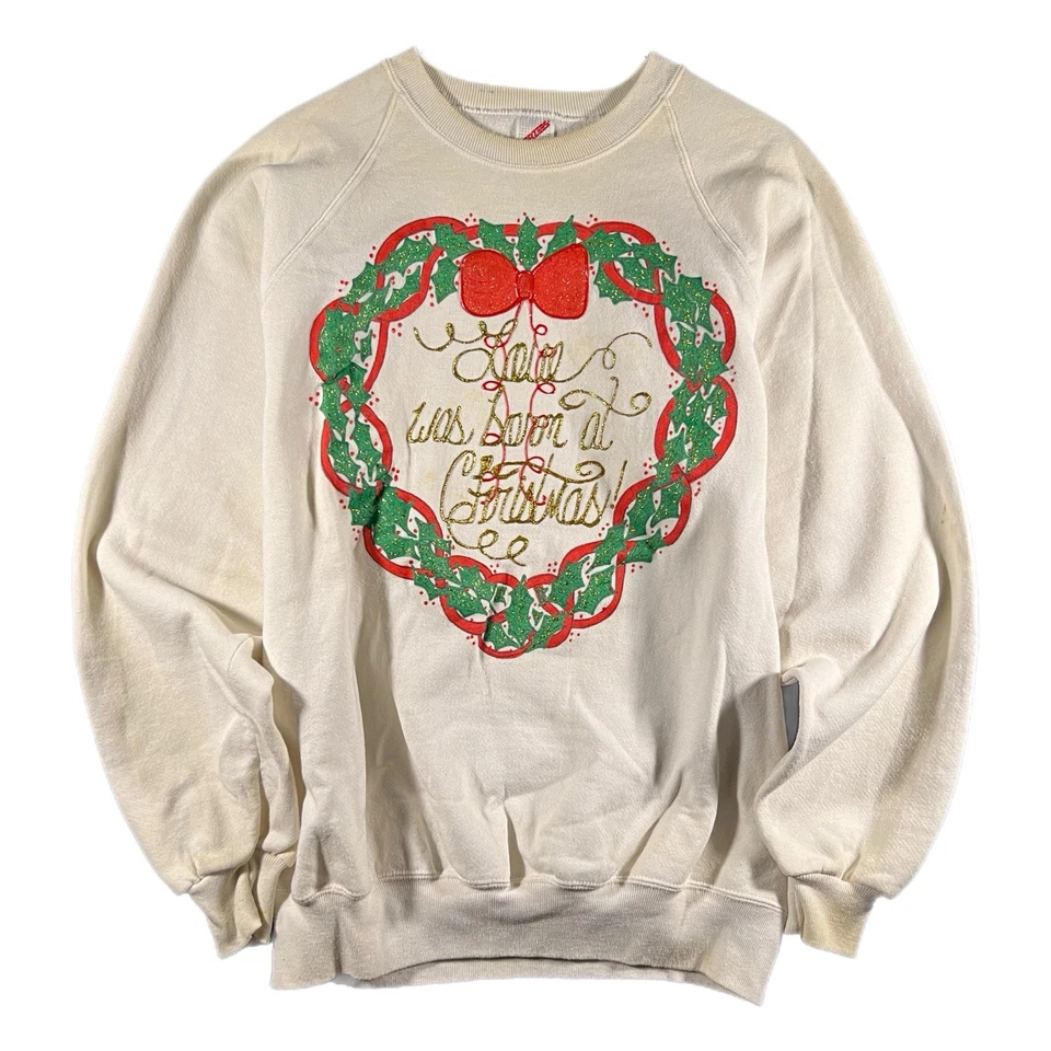 Sudadera vintage de los 90 Jerzees Navidad para mujer suéter cuello redondo vacaciones (XL) Foto 1 de 4