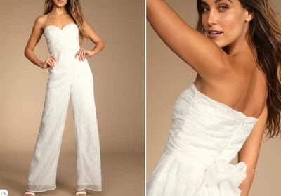 NWT Lulus Women's Medium White Strapless Jumpsuit - Image 1 of 4