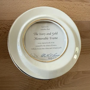Lenox Fine China Elfenbein & 24k Gold runder 5-1/4" Bilderrahmen - Bild 1 von 5