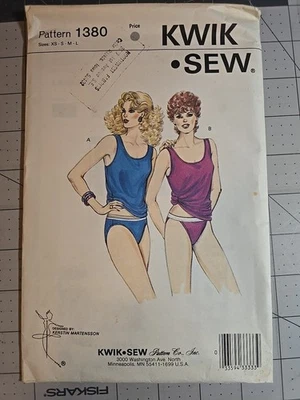 Vtg Kwik Sew 1380 Tank Top & Bikini Panties sewing pattern XS-L UNCUT - Image 1 of 2