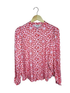 Boden Blouson Sleeve Blouse Size 6 Flame Scarlet Floral Mosaic Pink Red - Picture 1 of 7