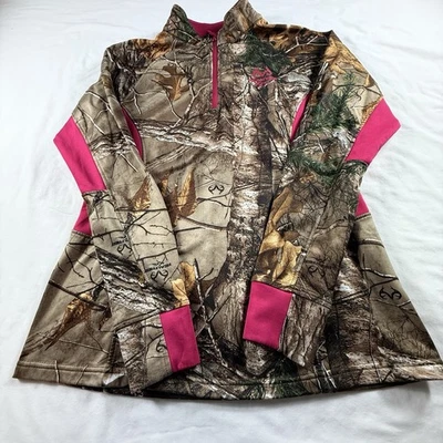 Pullover REALTREE Mujer 1/4 Cremallera Camuflaje/Rosa Manga Larga MEDIANO Caza Foto 1 de 4