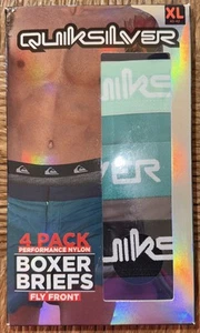 Quiksilver Performance Boxer Briefs Mens XL Fly Front Solid Colors Nylon 4-pack - Picture 1 of 13