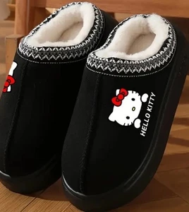 Sale! Hello Kitty schwarze Hausschuhe/Lounge Schuhe drinnen/draußen 7-8 neu - Bild 1 von 4