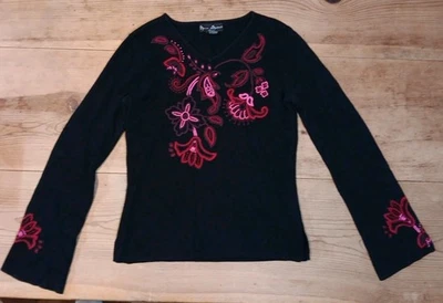 Suéter Pullover Mercer & Madison Mujer S Bordado Manga Acampanada Lana Blnd Boho Foto 1 de 4