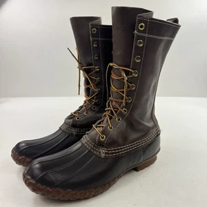 Vintage LL Bean Maine Jagdschuh braun Leder Stiefel 12" Sägezahn Etikett Gr. 11 M - Bild 1 von 17