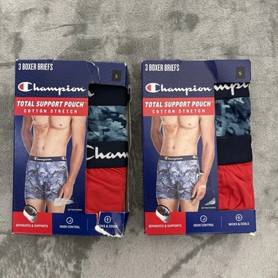 Calzoncillos boxer Champion para hombre pequeños bolsa de soporte total algodón elástico 6 pares Foto 1 de 3
