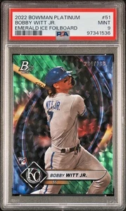 2022 Bowman Platinum Rookie /299 Emerald Ice Foil #51 Bobby Witt Jr. RC SP PSA 9 - Picture 1 of 4
