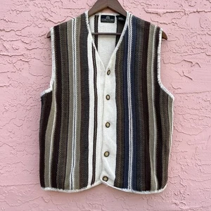 Vintage Structure Knit Vest Top Stripe Cotton Adult Size Large - Picture 1 of 5