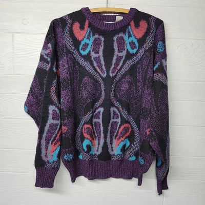 Suéter tejido multicolor City Streets vintage años 80 90 para mujer L Foto 1 de 4