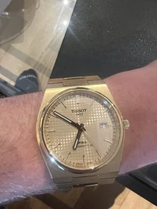 Tissot PRX Powermatic 80 Watch 40mm gold plated bracelet champagne dial - Picture 1 of 18