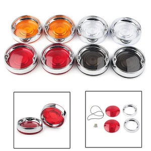 Turn Signal Bezels Red Lens Cover&Trim Rings 3-1/4" For Harley Touring Road King - Picture 1 of 12
